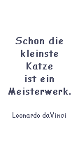 Textfeld: Schon die
kleinste
Katze
ist ein
Meisterwerk.

Leonardo daVinci
